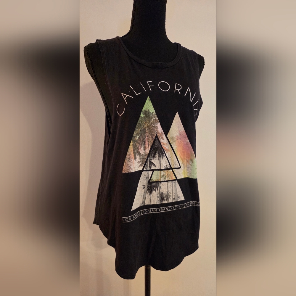 One Clothing Los Angeles Black‎ Graphic Muscle Tank Tee w/Cali Print (Size M) - Picture 2 of 11